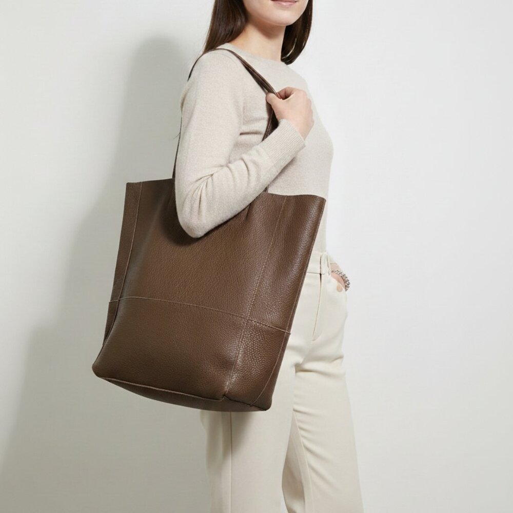 Elegant Brown Leather Tote Bag